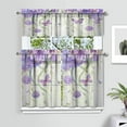 thumbnail image 2 of Purple Flower Butterfly1(1) Kitchen Curtain Valance 3 Piece Home Curtains and Valance Set Curtain Sink Window Decor Window Treatment Tier 27.5x36 Length, 2 of 6