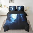 thumbnail image 2 of Erosebridal 3D Wolf Bedding Sets, Neon Moon Comforter Sets with Sheets, Jungle Wildlife Reversible Bed Sheets Set, Lightweight Room Decorative, 7-Piece, 2 of 6