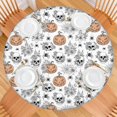 thumbnail image 2 of White Halloween Skull Pumpkin Spider Pattern Round Fitted Tablecloth with Elastic Edge,Dining Table Cover Waterproof,Outdoor Round Tablecloth for Camping,Dining,Indoor and Outdoor, 2 of 7