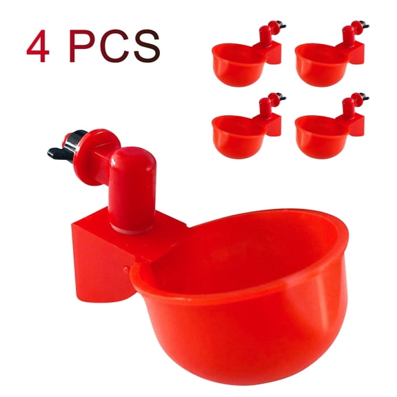 4pcs Chicken Waterer - Poultry Waterer Chicken Water Cups Automatic Nipple Cup Kit for Chicken Quail Drinker