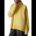 thumbnail image 3 of Suéter de Mujer, Jersey de Punto Grueso de Larga con Dobladillo Alto y Bajo, Jersey Básico de Moda para Otoño e Invierno Amarillo S, 3 of 10