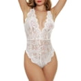 thumbnail image 2 of Lencería de una pieza para mujer, body sexy de encaje con escote en V profundo, lencería sexy con tirantes en forma de U, lencería sexy con estampado, 2 of 8
