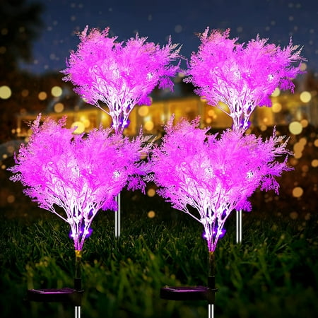 

Genkent 4-Pcs Outdoor Solar Flower Lights IP65 Waterproof Flash Solar Stake Lights Garden Xmas Decoration for Patio Yard Garden Pathway( Pink)