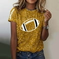thumbnail image 2 of Women Sequin Football T Shirts Game Day Heart Graphic Short Sleeve Crewneck Tops Trendy Casual Summer Classic Fit Tees Z003-Yellow XL, 2 of 5
