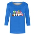 thumbnail image 5 of Hauts pour Femmes Imprimé Col Rond Pâques Imprimé Manches 3/4 T-Shirt Col Rond Chandail, T-Shirts pour Femmes, Hauts de Pâques pour Femmes, Pulls pour Femmes, 5 of 5