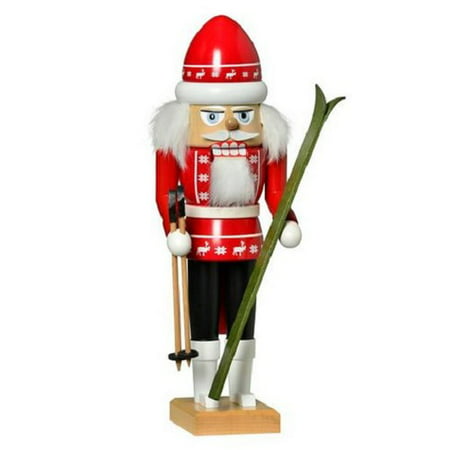 KWO Red Skier German Wood Christmas Nutcracker Decoration Made Germany