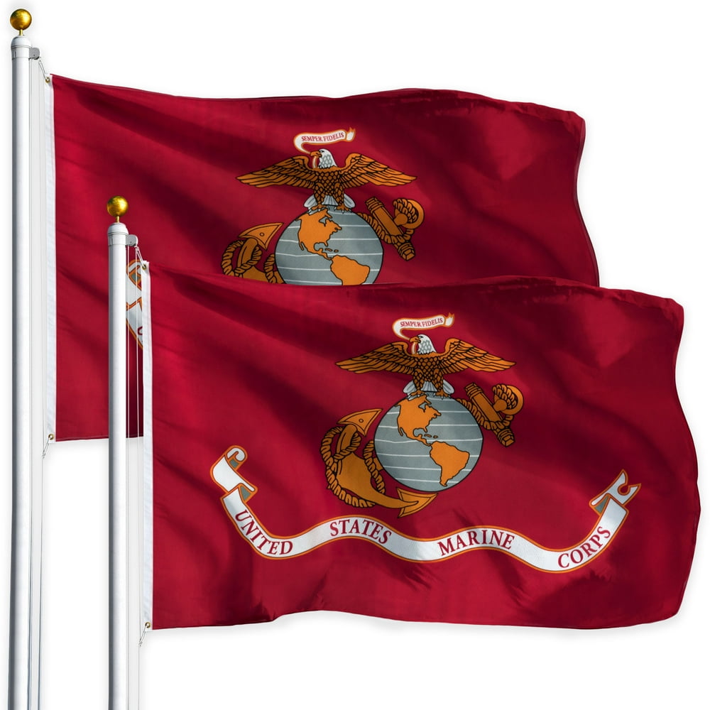 G128 - TWO PACK USMC US Marine Corps Flag 3x5 ft Printed United States