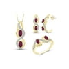 2.00 Carat T.G.W. Ruby And White Diamond Accent 14K Gold over Silver 3-Piece Jewelry set