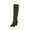 Army Green, variant on jovati Women Boots Winter Square High Heel Knee-high Zip Pointed Toe Shoes Fleece Vamp Female Boots