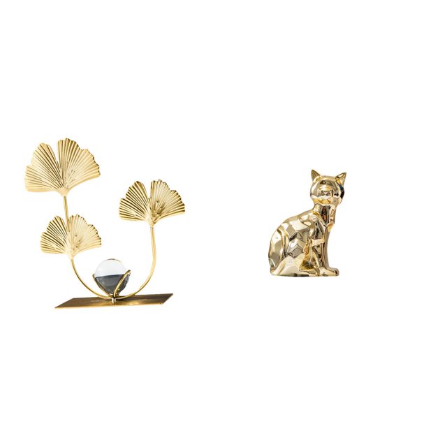 Estatua de figura,Estatuas de hojas y flores de metal,esculturas decorativas,Figuras decorativas para el hogar,para estante,mesa o vitrina.,Figura de escritorio,Estatua de gato en