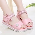 thumbnail image 2 of EnJoCho Little Girls Cute Shoes Fashion Flower Thick Sole Sandals Bow Pearl Soft Sole Comfortable Princess Sandals Girl Kids Summer Stylish Sandals Pink, 2 of 7
