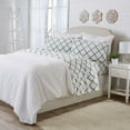 thumbnail image 3 of Great Bay Home Lattice Velvet Plush 4-Piece Sheet Set (Full, Lattice - White / Jade), 3 of 7