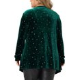 thumbnail image 3 of Agnes Orinda Women's Plus Size Long Sleeves Open Front Stars Velet Cardigan 1X Green, 3 of 5