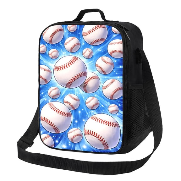 Baseball Lunch Bag Insulated Thermal Lunch Box with Shoulder Strap & Handle for Women and Men