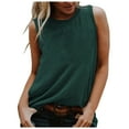 thumbnail image 3 of Tshirt Women Women Sleeveless O Neck Solid Slim Casual Tank Top Army Green L, 3 of 5