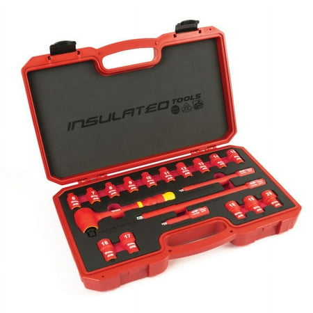 UPC: 0802090681004 | Titan Tools 68100 19 Piece 3/8 Inch Drive Metric VDE Insulated Socket Set