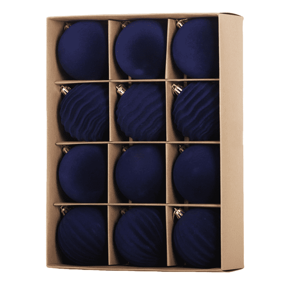 12Pcs Christmas Balls Decorations Sets, Blue Velvet Hanging Christmas Tree Decorations Balls, Exquisite Christmas Balls Ornaments Pendants, Xams Tree Balls Pendants for Home Decorations