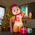 thumbnail image 4 of Peyton 8FT Inflatable Gingerbread Man with Candy Cane and Three Gift Boxes,LED Lighted Christmas Decoration Indoor and Outdoor., Green, 4 of 6