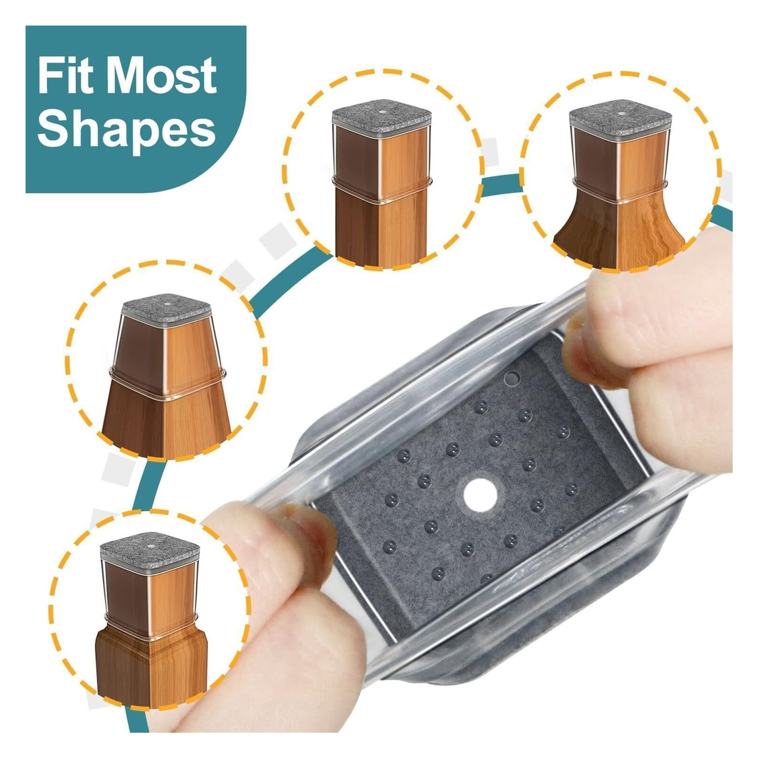 24 Pcs Chair Leg Floor Protectors Square, Silicone Felt Furniture Leg Pads Caps Covers for Hardwood Floors (Fit:1-5/8" to 2")