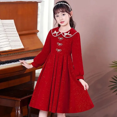 thumbnail image 3 of Vestido de manga larga para mujer, vestido de princesa con cuello de muñeca a la moda para primavera y otoño, vestido de fiesta elegante para niñas y niños, 3 of 4