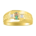 thumbnail image 1 of RYLOS Men's Rings 14K Yellow Gold Classic Nugget 6X4MM Oval Gemstone & Diamond Ring Opal African October Birthstone Rings Size 11, 1 of 7