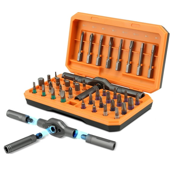 42-in-1 Magnetic Ratchet Screwdriver Set with 40 Bits, Multi-Bit DIY Repair Tool Kit with Detachable Handle and Storage Case for Furniture, Computer, Bike, and Home Projects