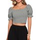 thumbnail image 1 of TOP CORTO CON ELASTICO INSPIRADO EN CHIC PARA MUJERES, CON MANGAS BOLLO, ESTILO CAMPESINO, EN CUADROS GINGHAM, TALLA XL, NEGRO Y BLANCO, 1 of 6