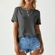thumbnail image 1 of MHFRRA Camiseta Informal de Manga Larga con Cuello Redondo y Bolsillos para Mujer, Color Liso Gris Oscuro, 1 of 3