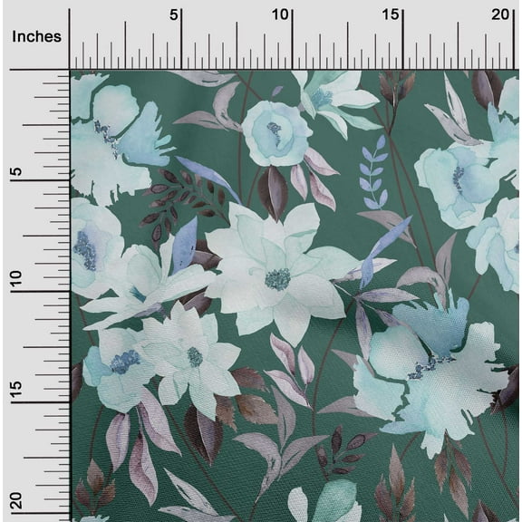 oneOone Polyester Lycra Dark Green Fabric Florals Diy Clothing Quilting Fabric Print Fabric By Yard 56 Inch Wide