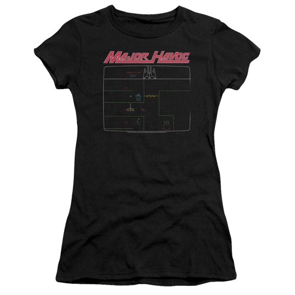 Atari Major Havoc Screen S/S Junior Women's T-Shirt Sheer Black