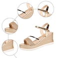 thumbnail image 5 of Women's Platform Wedge Sandals Comfortable Open Toe Ankle Strap Buckle Heels Glitter Summer Dressy Shoes Gold Size 8.5, 5 of 6