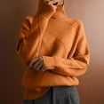 thumbnail image 2 of WREESH Womens Fashion Sweaters Turtleneck Sweater Solid Color Pullover Regular Fit Long Sleeve Tops Casual High Neck Pullover Top Orange, 2 of 6