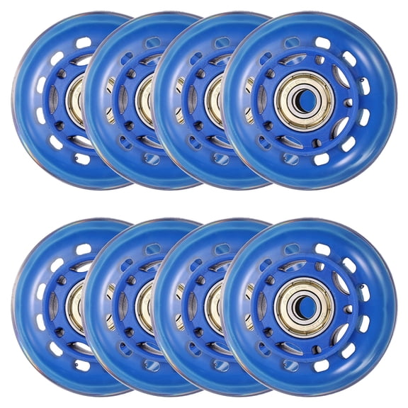 Uxcell Inline Skate Wheels with Bearings, Outdoor & Indoor Roller Skate Wheel Inline Skate Replacement ( 64mm, 8Pack, Blue ) for Scooter