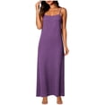 thumbnail image 5 of VBVC Women's Spaghetti Strap Cotton Linen Maxi Dress , Ladies' Square Neck Casual Slip Dress , Summer Beach Vacation Long Dresses For Women,Purple,S-2XL, 5 of 10