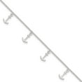thumbnail image 3 of 925 Sterling Silver Polished Anchors Plus 1in Ext. Chain Anklet for Women 9", 3 of 7