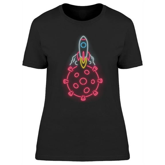 Coronavirus Goodbye Neon Sign T-Shirt Women -Image by Shutterstock, Female Small
