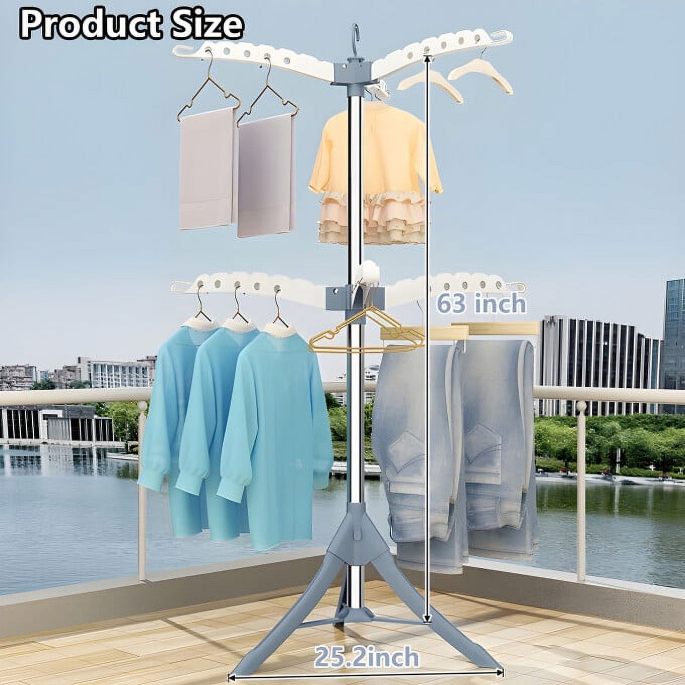 Vebreda 2 Tier Clothes Drying Rack 63Inch Folding Laundry Drying Rack with Rotatable Arms for Hangers Walmart