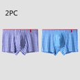 thumbnail image 2 of Wyobmus 2PC Boxer Briefs for Men Cotton Plaid Boxer Shorts Loose Breathable Woven Underwear Boxers G-Multicolor, 2 of 5