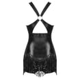 thumbnail image 4 of Yanarno Glittery Sparkly Bodysuit For Women Fringe Dance Leotard Halter Cross Front Latin Jazz Black XXL, 4 of 7
