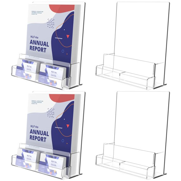 HLF-ho Brochure Holder 8.5x11 Inch Acrylic Literature Holders Clear Flyer Display Stand with Business Card Slot Pamphlet Holder Multi Purpose Organizer for Office, L