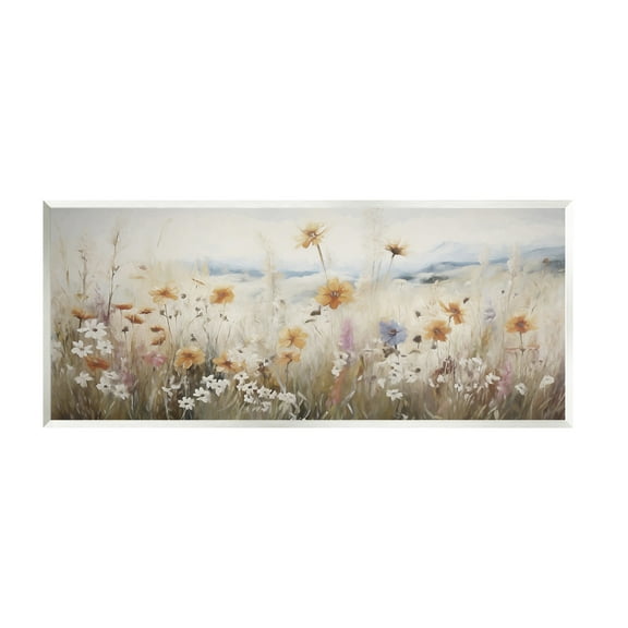 Stupell Industries Neutral Misty Meadow Botanical & Floral Painting Unframed Art Print Wall Art, 17 x 7