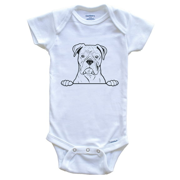 Boxer Dog Breed Drawing Cute Baby Bodysuit, 0-3 months white