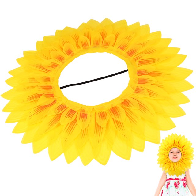 Funda creativa para la cabeza con diseño de girasol, ideal para decorar el rostro, ideal para juegos deportivos de jardín de infantes (45 cm, patrón para estudiantes)