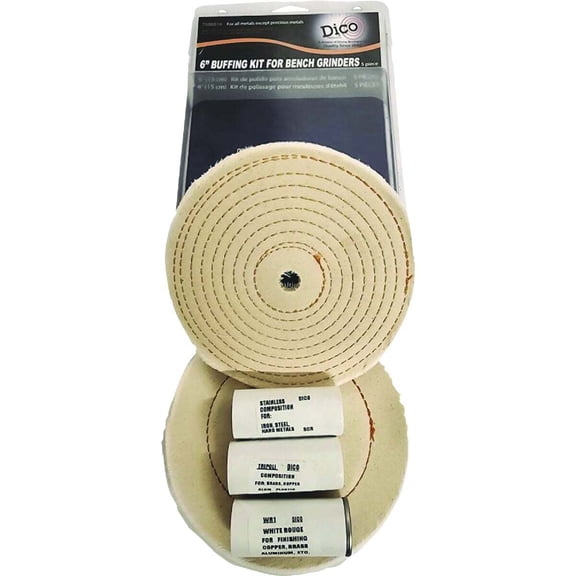 Dico Buffing Kit 6 Inch Buff Wheel and Compound 7500016 - 2 Wheels, 3 Compounds, Size 1