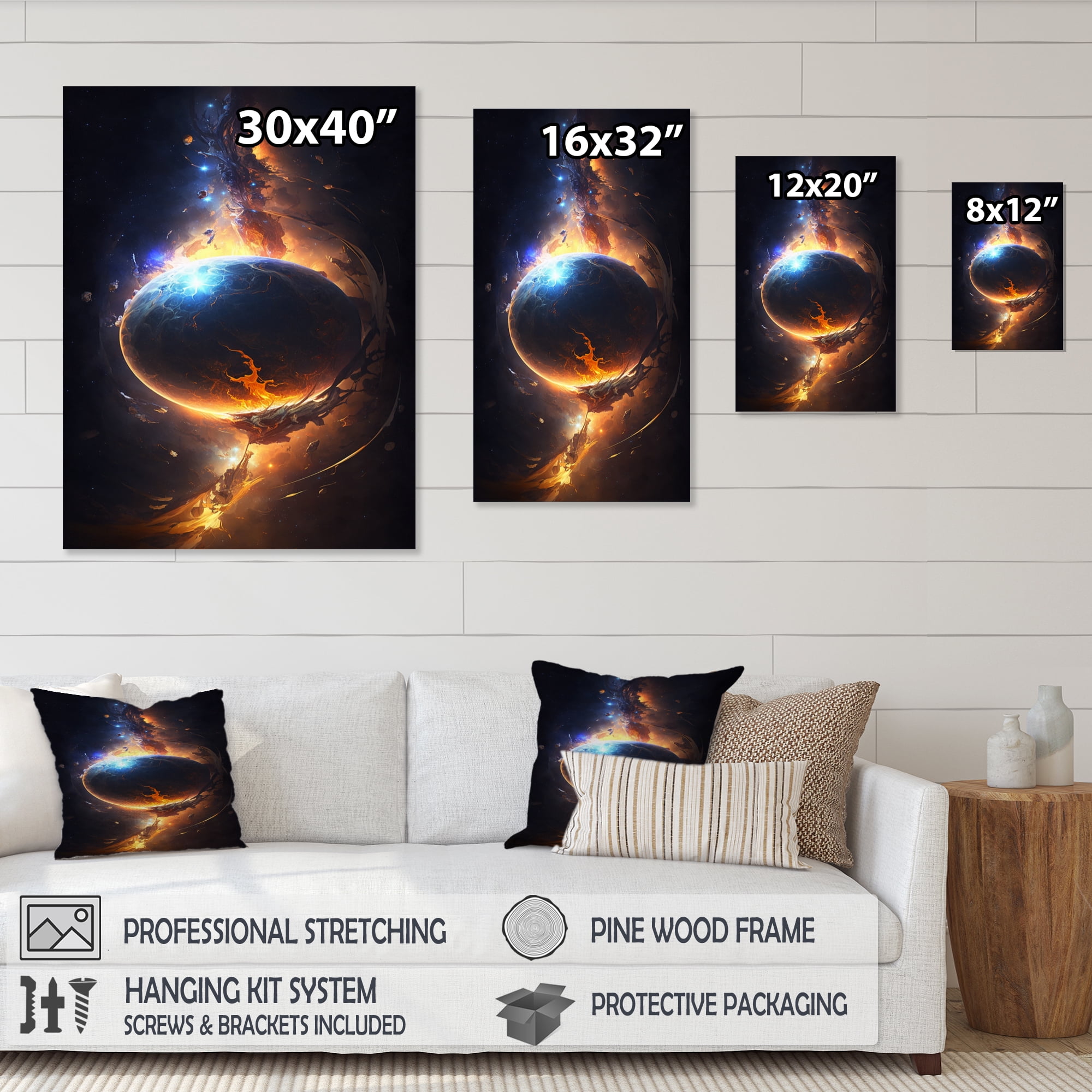 Designart Deep Space Planet Fusion IX Canvas Wall Art