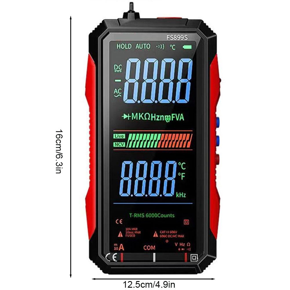 Digital Multimeter True RMS Voltage Current Tester, Capacitance Resistance Continuity Frequency NCV Detection with Large Color Screen, Voice Broadcast, USB Charging for Electricians DIY