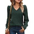 thumbnail image 4 of Zeagoo Women's Elegant Tops Lightweight V Neck Puff Long Sleeves Tunic Tops, 4 of 6