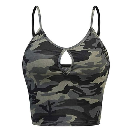 

Fsqjgq Lace Cold Shoulder Top Camouflage Casual Print Top O-Neck Sleeveless Vest Womens Tank Women s Blouse Workout Bra Girls Undershirts Polyester Green M