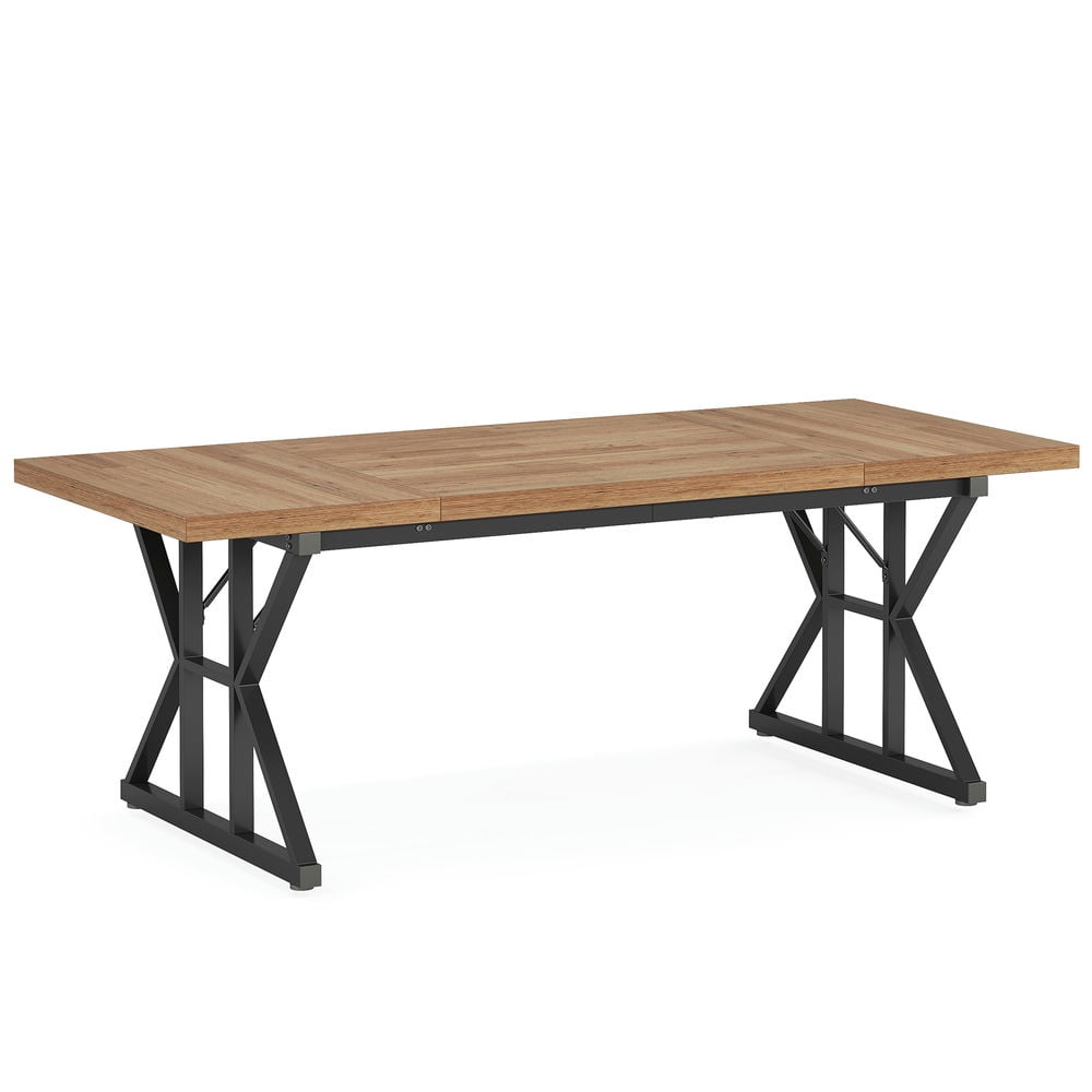 Spaco 6FT Conference Table, Rectangle Meeting Room Table Executive Desk, Desk for Indoor as Home, Office, Walnut+Black