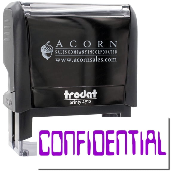 Large Self-Inking Barcode Confidential Stamp, Trodat Printy 4913, Press and Print Stamping, Impression Size 7/8" x 2-1/4", Up to 10,000 Impressions - Purple Ink